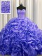Inexpensive Pick Ups Sweetheart Sleeveless Court Train Lace Up 15th Birthday Dress Purple Organza