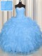 Enchanting Baby Blue Lace Up Sweetheart Beading and Ruffles Sweet 16 Dress Organza Sleeveless
