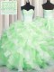 Visible Boning Two Tone Sleeveless Lace Up Floor Length Beading and Ruffles Sweet 16 Quinceanera Dress