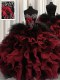 Chic Red And Black Lace Up Quince Ball Gowns Beading and Ruffles Sleeveless Floor Length