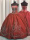 Wine Red Sleeveless Beading and Embroidery Floor Length 15th Birthday Dress