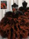 Simple Red And Black Lace Up Quinceanera Gowns Beading and Ruffles Sleeveless Floor Length