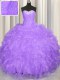 Wonderful Sweetheart Sleeveless Lace Up Sweet 16 Dresses Lavender Organza