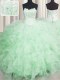 Stylish Scalloped Visible Boning Apple Green Sleeveless Beading and Ruffles Floor Length Quinceanera Gowns