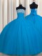 Really Puffy Floor Length Ball Gowns Sleeveless Teal 15 Quinceanera Dress Lace Up
