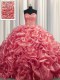 Fantastic Watermelon Red Sweetheart Lace Up Beading and Pick Ups Sweet 16 Dress Court Train Sleeveless