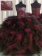 Wonderful Wine Red Sleeveless Beading and Ruffles and Ruffled Layers Floor Length Quinceanera Dresses