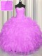 Nice Lilac Lace Up Sweet 16 Dresses Beading and Ruffles Sleeveless Floor Length