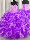 Discount Ball Gowns Quinceanera Dress Purple Sweetheart Organza Sleeveless Floor Length Lace Up