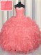 Artistic Organza Sleeveless Floor Length 15th Birthday Dress and Beading and Ruffles