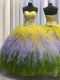 Inexpensive Visible Boning Multi-color Quinceanera Dress Military Ball and Sweet 16 and Quinceanera and For with Beading and Ruffles and Sequins Sweetheart Sleeveless Lace Up