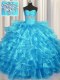 Ideal Sleeveless Beading and Ruffled Layers Lace Up Quinceanera Gown