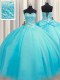 Traditional Puffy Skirt Baby Blue Sweetheart Neckline Beading Sweet 16 Dresses Sleeveless Lace Up