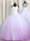 High Class Zipper Up Sleeveless Brush Train Beading Zipper Quince Ball Gowns