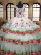 Charming Embroidery Ruffled Layers Floor Length A-line Sleeveless Multi-color Sweet 16 Dresses Lace Up