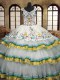 Best Embroidery and Ruffled Layers Quinceanera Dress Multi-color Lace Up Sleeveless Floor Length