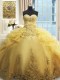 Decent Floor Length Gold Sweet 16 Dress Organza Sleeveless Beading and Appliques and Ruffles