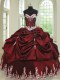 Sexy Wine Red Ball Gowns Sweetheart Sleeveless Taffeta Floor Length Lace Up Beading and Appliques and Pick Ups Ball Gown Prom Dress