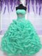 Sweet Floor Length Turquoise Quince Ball Gowns Organza Sleeveless Beading