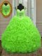 Floor Length Vestidos de Quinceanera Organza Sleeveless Beading and Ruffles