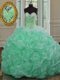 Apple Green Sleeveless Sweep Train Beading and Pick Ups Quinceanera Gowns