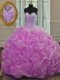 Most Popular Pick Ups Lilac Sleeveless Organza Sweep Train Lace Up Sweet 16 Quinceanera Dress for Military Ball and Sweet 16 and Quinceanera