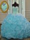 Extravagant Blue Quinceanera Gown For with Beading and Pick Ups Sweetheart Sleeveless Sweep Train Lace Up