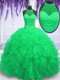 Fabulous Sleeveless Organza Floor Length Lace Up 15th Birthday Dress in with Beading and Ruffles