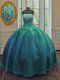 Low Price Sequins Floor Length Ball Gowns Sleeveless Teal Sweet 16 Dresses Lace Up