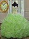 Sweetheart Sleeveless Sweep Train Lace Up Quinceanera Dresses Organza