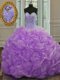 Sweetheart Sleeveless Quinceanera Dresses Sweep Train Beading Lavender Organza