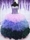 Multi-color Sweetheart Neckline Beading and Ruffles and Ruffled Layers Ball Gown Prom Dress Sleeveless Lace Up