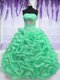 Apple Green Lace Up Strapless Beading Ball Gown Prom Dress Organza Sleeveless