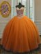 Cute Taffeta Sweetheart Sleeveless Lace Up Beading Sweet 16 Dress in Orange