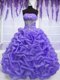 Lavender Ball Gowns Beading Sweet 16 Quinceanera Dress Lace Up Organza Sleeveless Floor Length