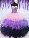 Dazzling Multi-color Sleeveless Floor Length Beading and Ruffles and Ruffled Layers Lace Up 15th Birthday Dress