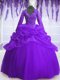 V-neck Long Sleeves Organza Sweet 16 Quinceanera Dress Sequins and Pick Ups Zipper