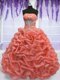 Glamorous Organza Strapless Sleeveless Lace Up Beading Sweet 16 Quinceanera Dress in Watermelon Red and Coral Red