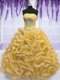 Trendy Floor Length Gold Sweet 16 Quinceanera Dress Organza Sleeveless Beading