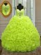 Yellow Green Straps Neckline Beading and Ruffles Sweet 16 Dresses Sleeveless Zipper