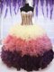 Fantastic Organza Sleeveless Floor Length Ball Gown Prom Dress and Beading and Ruffles and Ruffled Layers