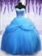 Romantic Floor Length Ball Gowns Sleeveless Blue 15th Birthday Dress Lace Up