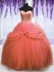Stylish Watermelon Red Lace Up Quinceanera Dress Beading and Bowknot Sleeveless Floor Length