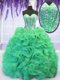 Fancy With Train Turquoise Ball Gown Prom Dress Sweetheart Sleeveless Brush Train Lace Up