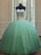 Floor Length Apple Green Quinceanera Dresses Tulle Sleeveless Beading