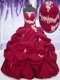Taffeta Strapless Sleeveless Lace Up Appliques and Pick Ups Quinceanera Gown in Fuchsia