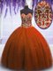 Delicate Rust Red Sleeveless Beading Floor Length Sweet 16 Dresses