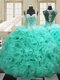 Sumptuous Straps Sleeveless Quinceanera Dress Floor Length Beading and Ruffles Apple Green Organza