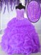 Ideal Purple Organza Lace Up Sweetheart Sleeveless Floor Length Quinceanera Gown Beading and Ruffles