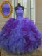 Multi-color Vestidos de Quinceanera Military Ball and Sweet 16 and Quinceanera and For with Beading and Ruffles Halter Top Sleeveless Lace Up